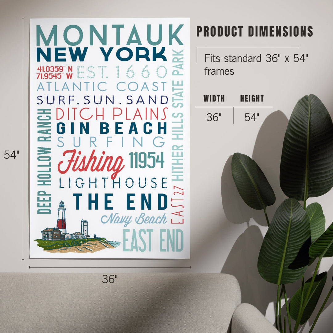 Montauk, New York, Typography, Art & Giclee Prints Art Lantern Press 