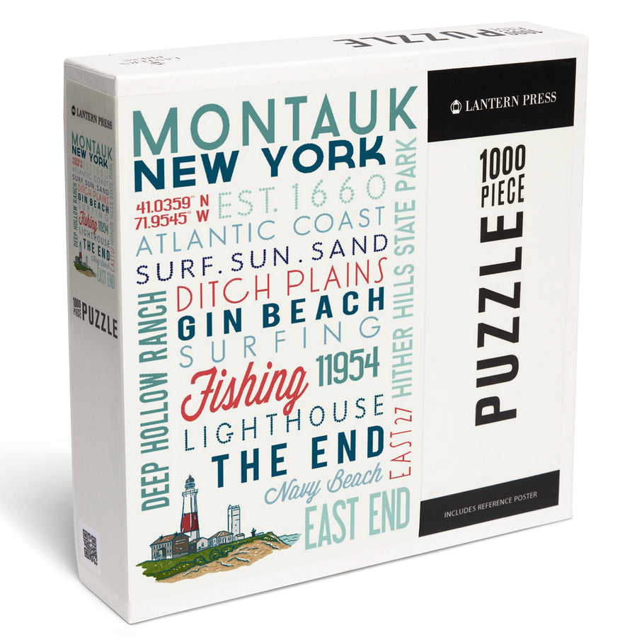 Montauk, New York, Typography, Jigsaw Puzzle Puzzle Lantern Press 