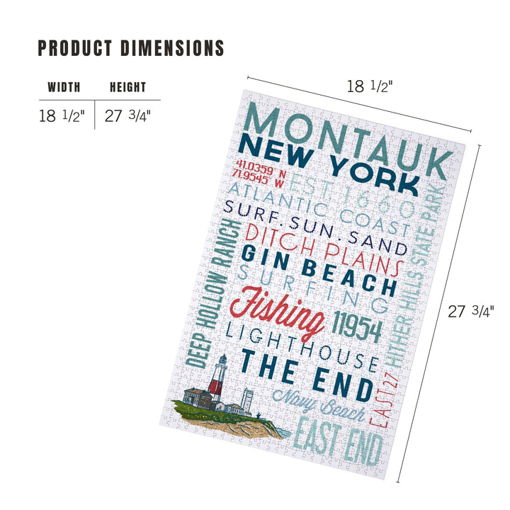 Montauk, New York, Typography, Jigsaw Puzzle Puzzle Lantern Press 