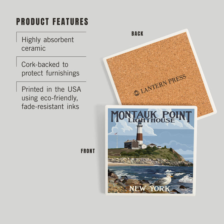 Montauk Point Lighthouse, New York, Coasters Coasters Lantern Press 