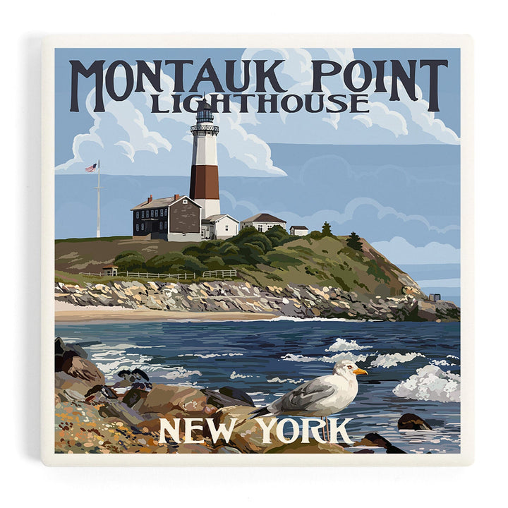 Montauk Point Lighthouse, New York, Coasters Coasters Lantern Press Coaster 
