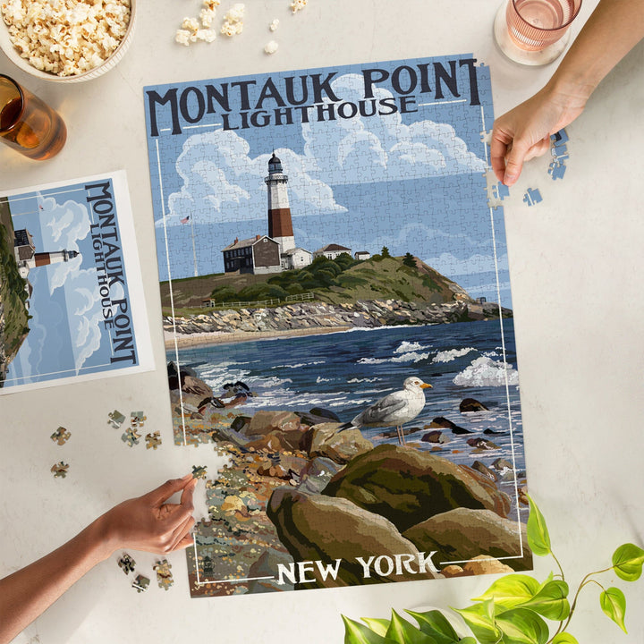 Montauk Point Lighthouse, New York, Jigsaw Puzzle Puzzle Lantern Press 