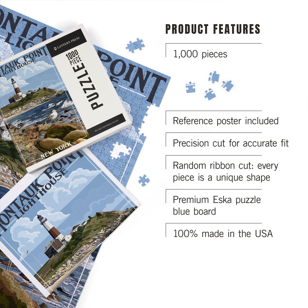 Montauk Point Lighthouse, New York, Jigsaw Puzzle Puzzle Lantern Press 