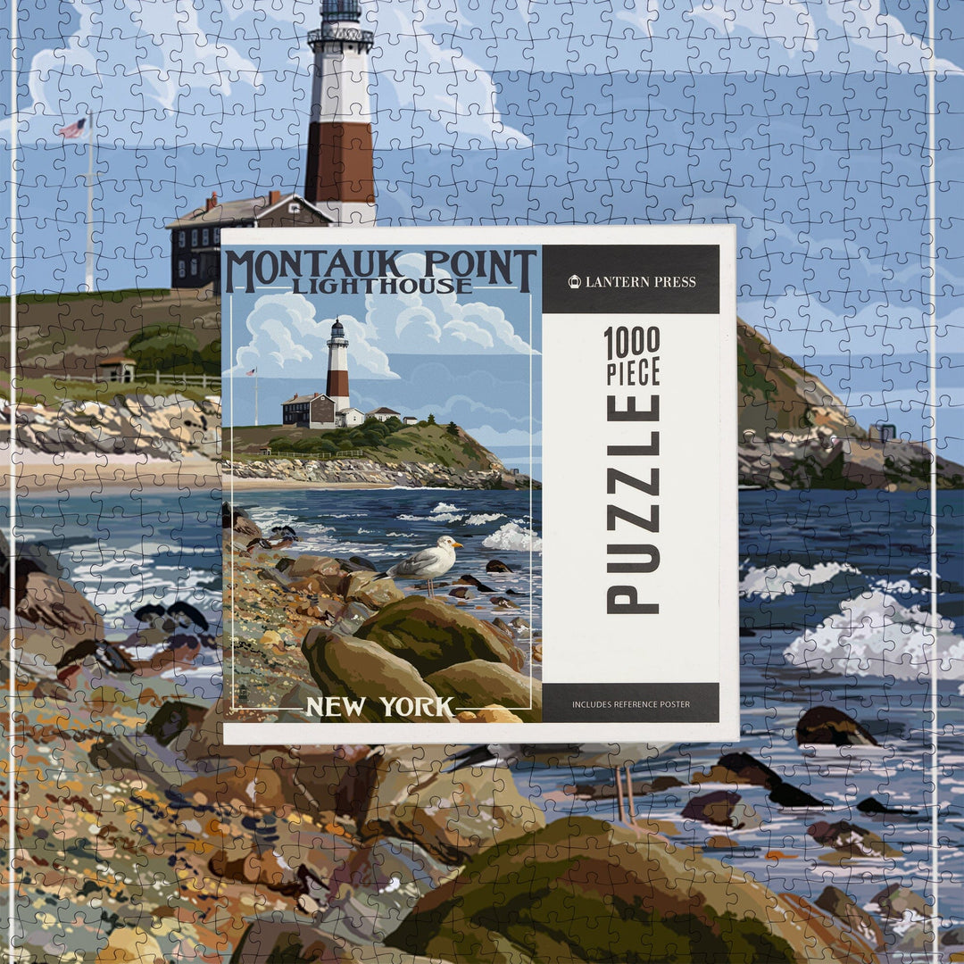 Montauk Point Lighthouse, New York, Jigsaw Puzzle Puzzle Lantern Press 