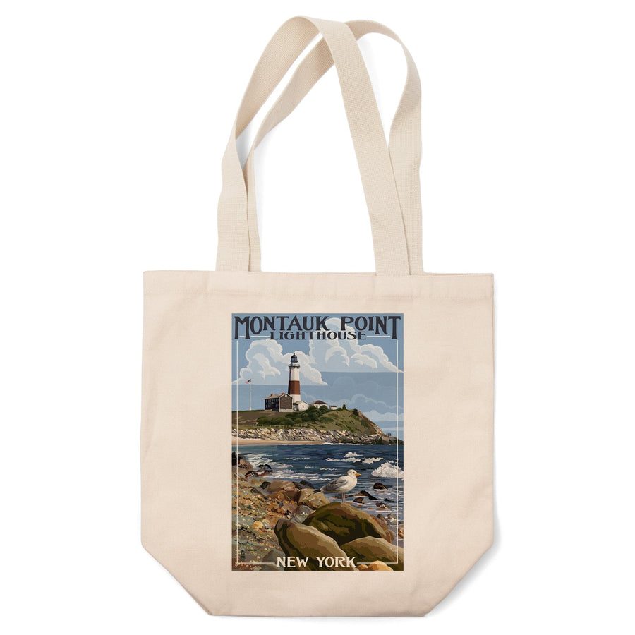 Montauk Point Lighthouse, New York, Lantern Press Artwork, Tote Bag Totes Lantern Press 