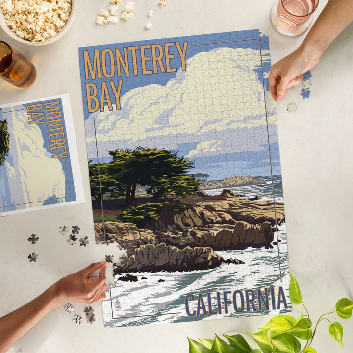 Monterey Bay, California, Cypress Tree, Jigsaw Puzzle Puzzle Lantern Press 