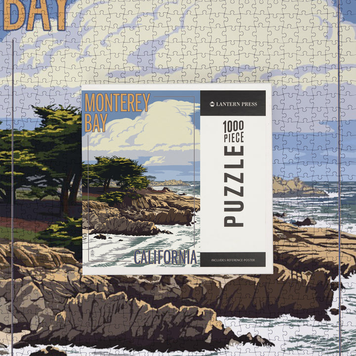 Monterey Bay, California, Cypress Tree, Jigsaw Puzzle Puzzle Lantern Press 