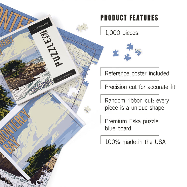 Monterey Bay, California, Cypress Tree, Jigsaw Puzzle Puzzle Lantern Press 