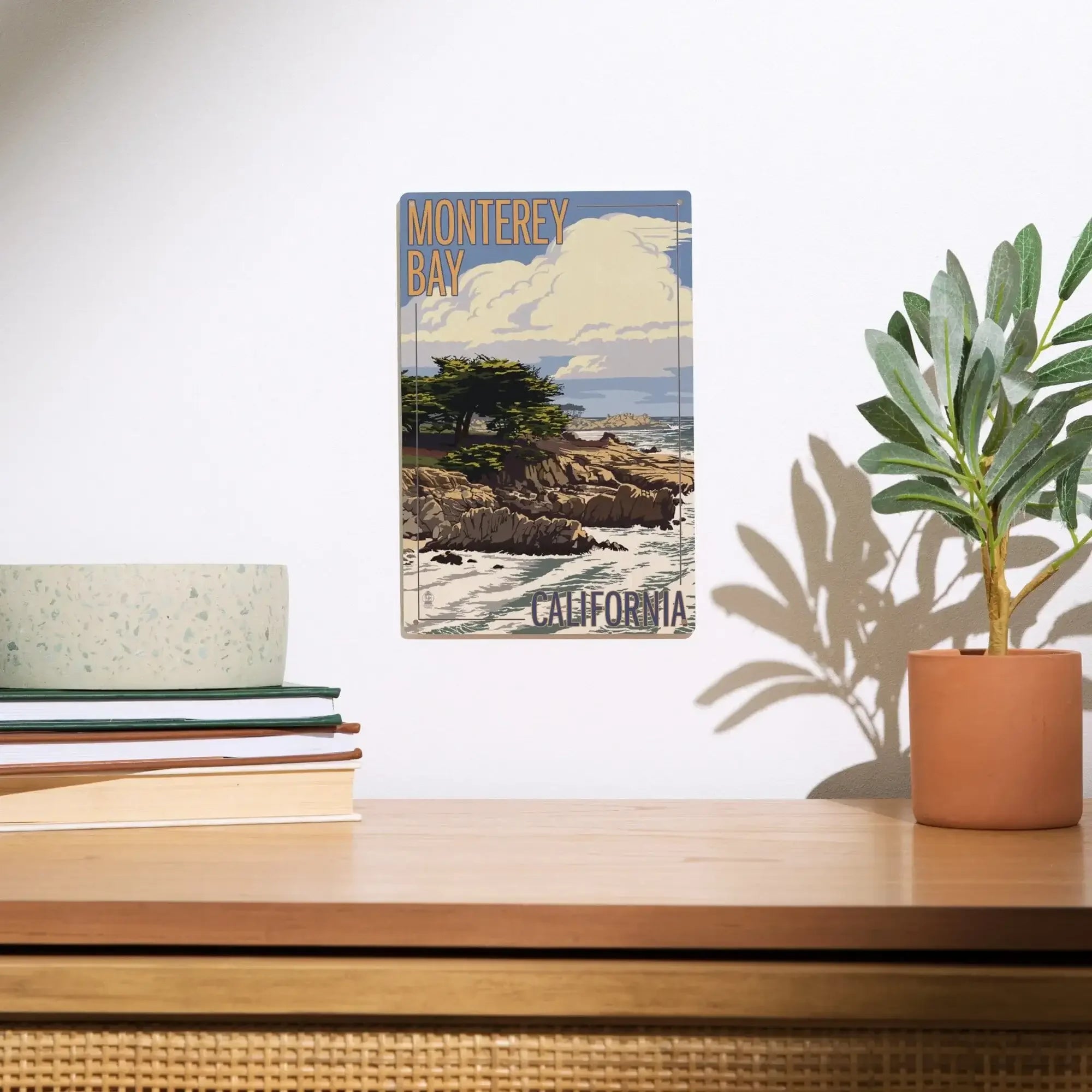 Lantern Press Monterey Bay California Cypress Tree Wood Sign - Thumbnail 3