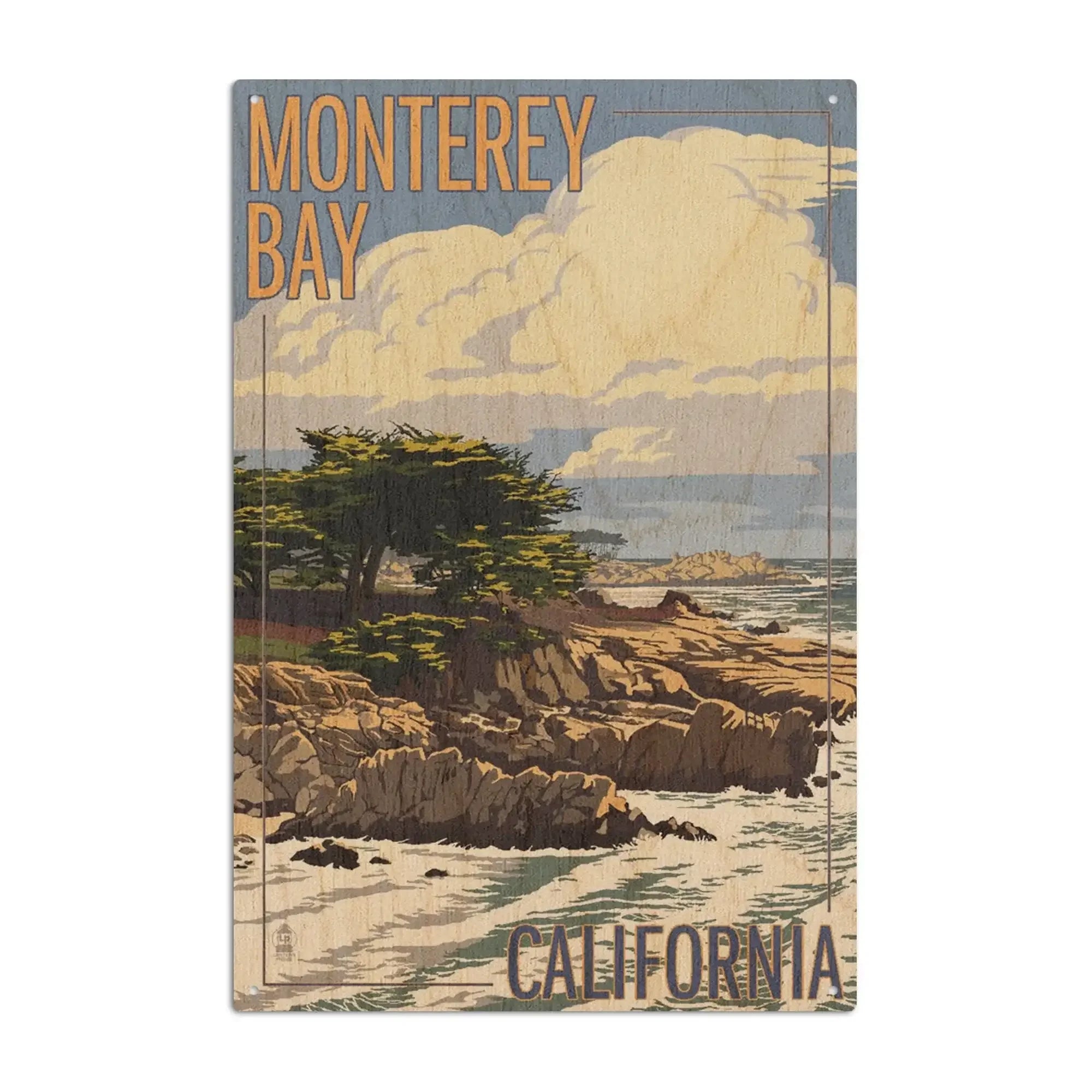 Lantern Press Monterey Bay California Cypress Tree Wood Sign - Thumbnail 5