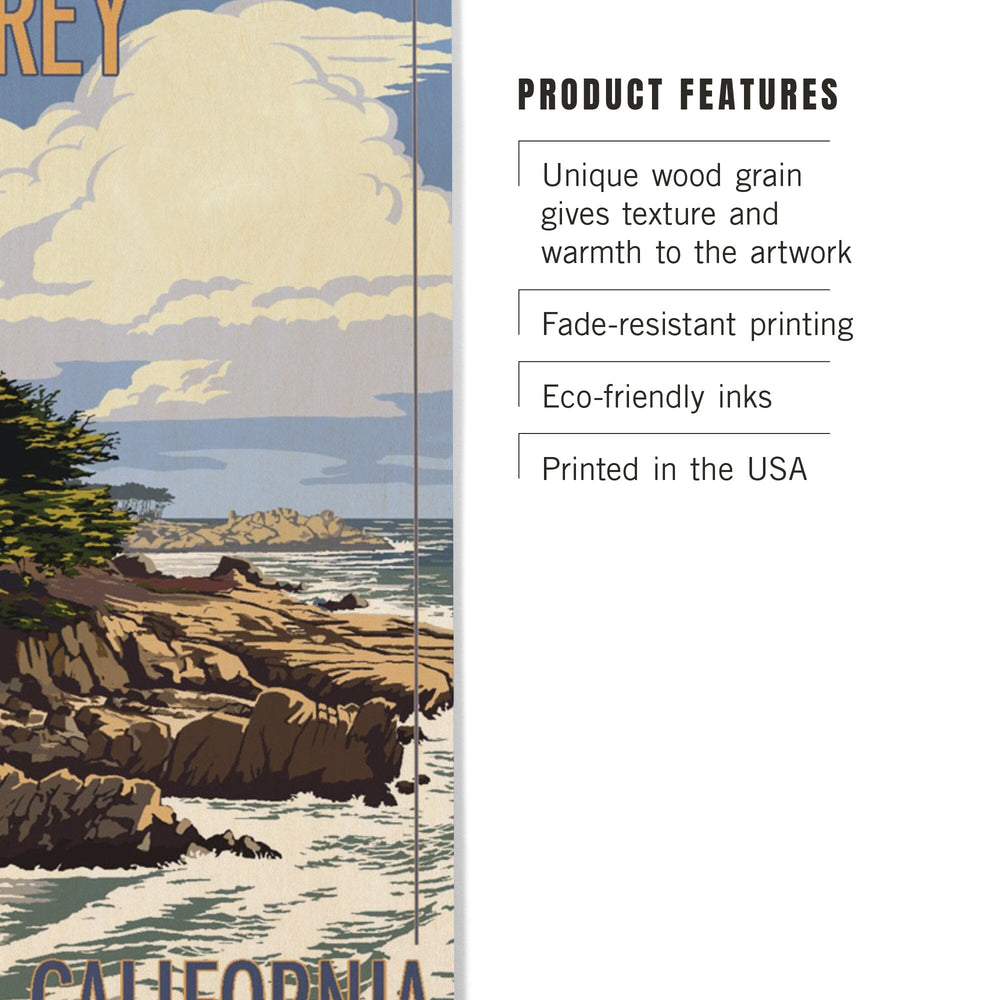 Monterey Bay, California, Cypress Tree, Lantern Press Artwork, Wood Signs and Postcards Wood Lantern Press 