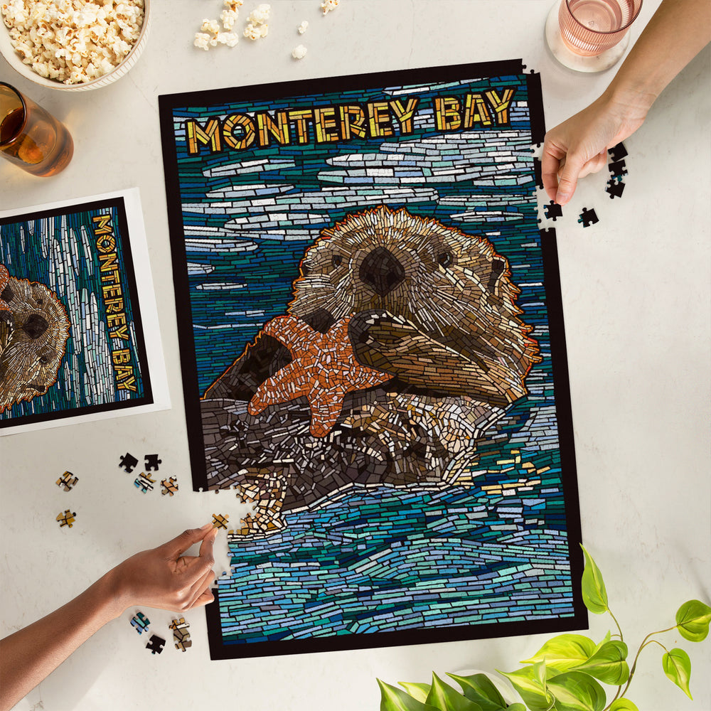 Monterey Bay, California, Otter, Mosaic, Jigsaw Puzzle Puzzle Lantern Press 