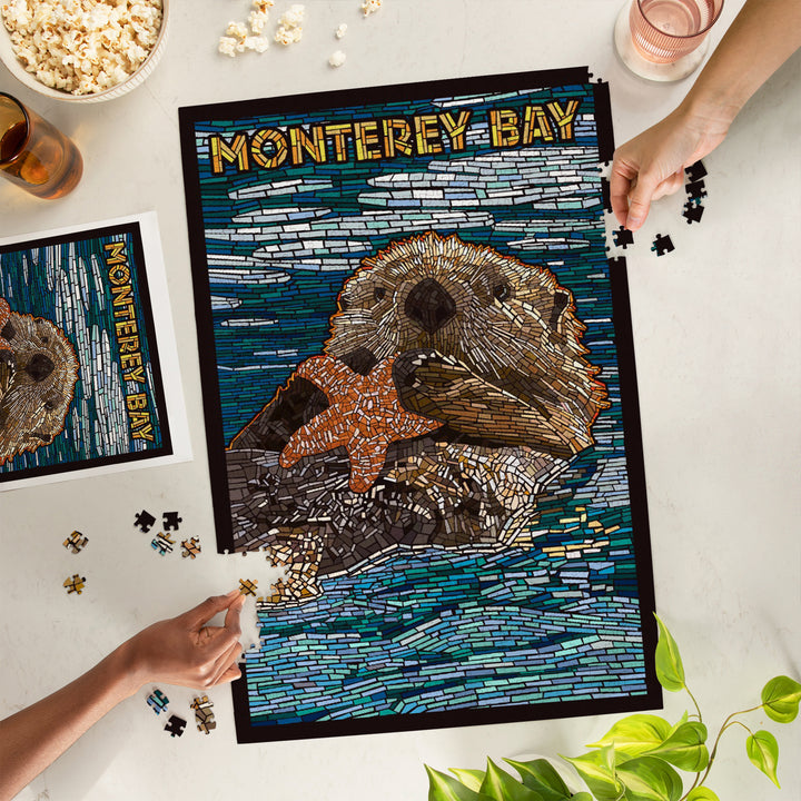 Monterey Bay, California, Otter, Mosaic, Jigsaw Puzzle Puzzle Lantern Press 