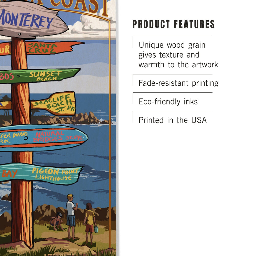 Monterey, California, Destinations Sign, Lantern Press Artwork, Wood Signs and Postcards Wood Lantern Press 