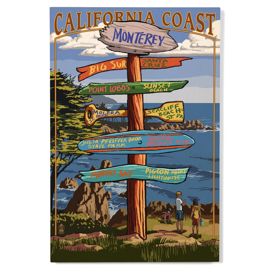 Monterey, California, Destinations Sign, Lantern Press Artwork, Wood Signs and Postcards Wood Lantern Press 