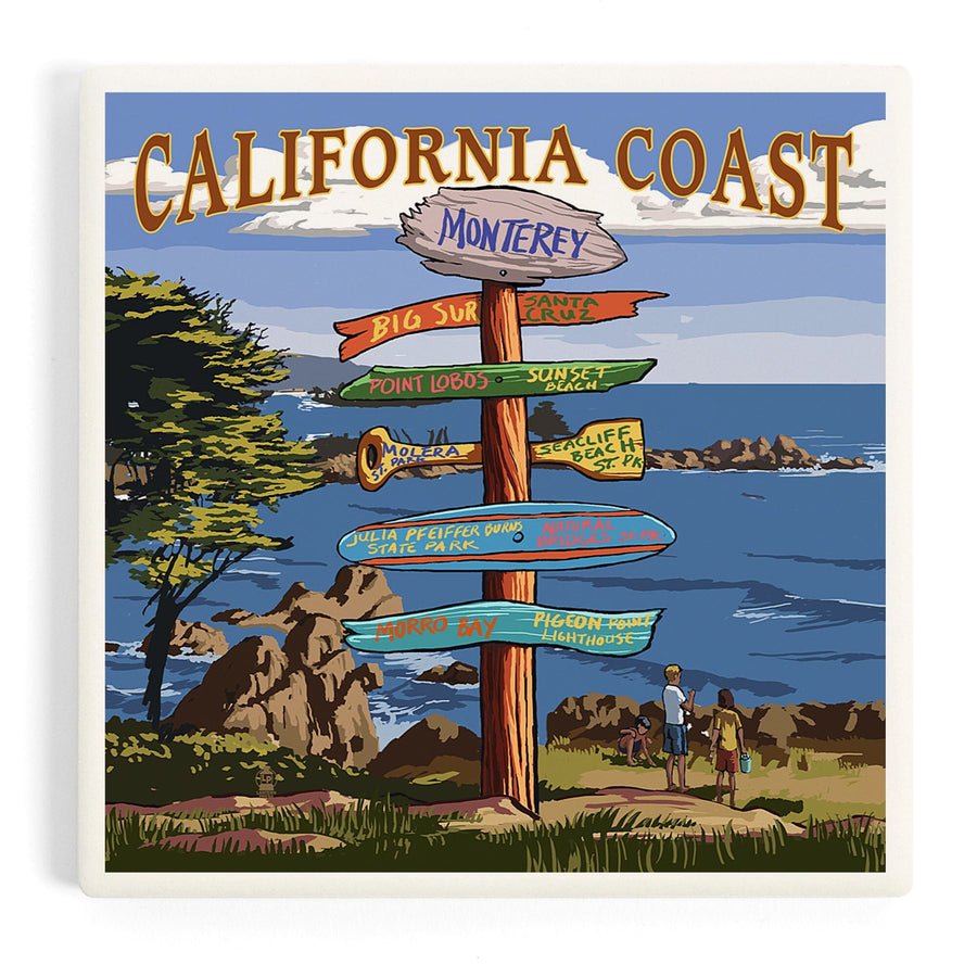Monterey, California, Destinations Signpost, Coasters Coasters Lantern Press 