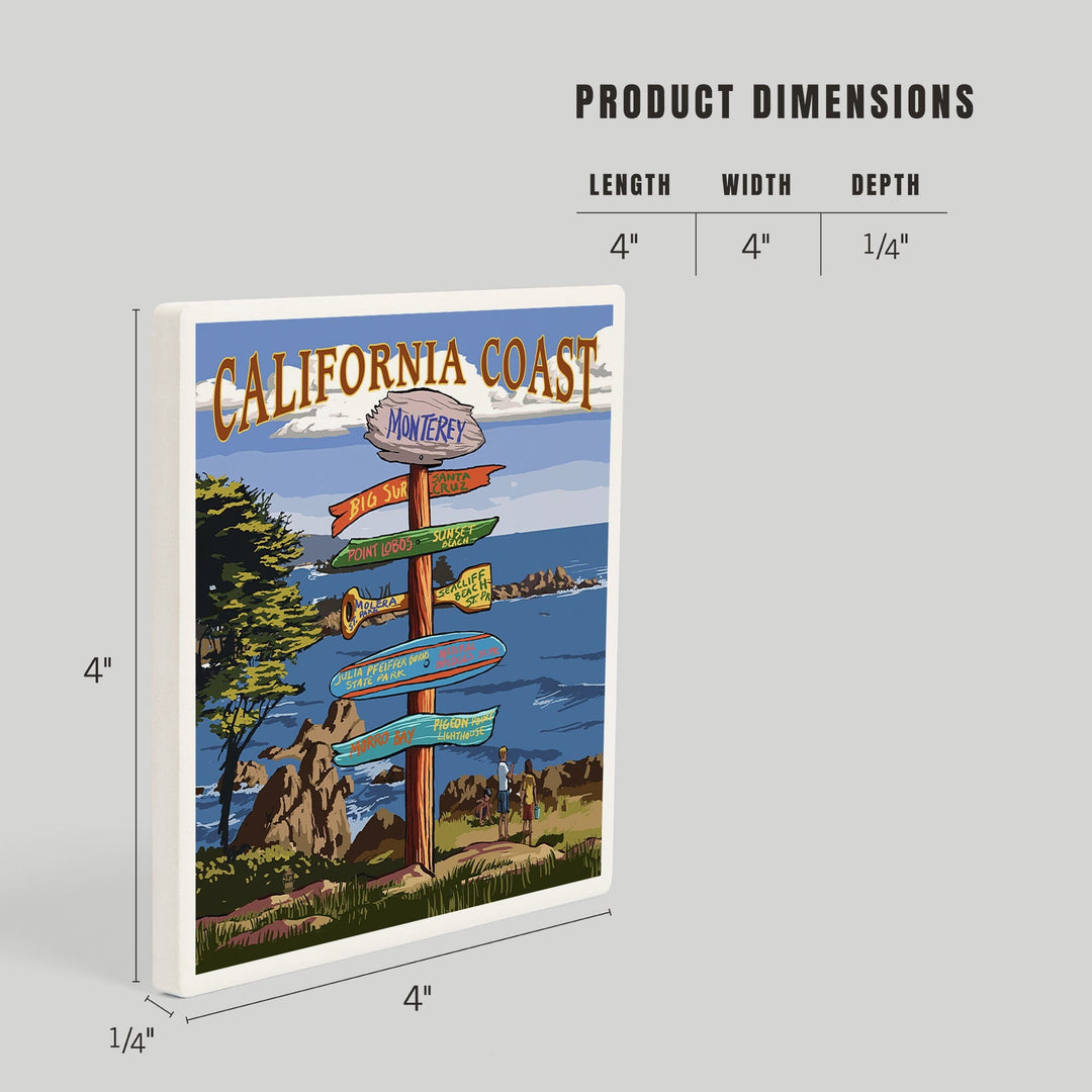 Monterey, California, Destinations Signpost, Coasters Coasters Lantern Press 