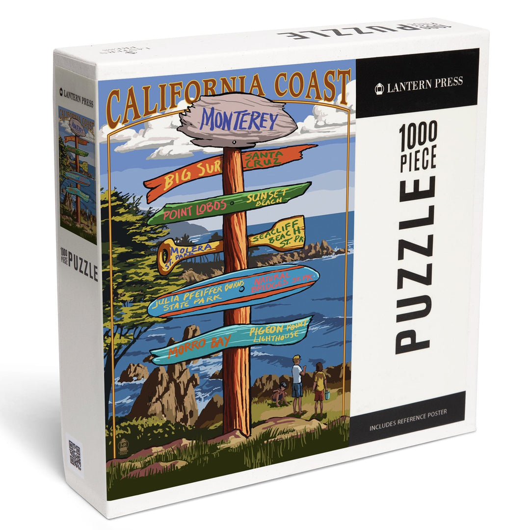 Monterey, California, Destinations Signpost, Jigsaw Puzzle Puzzle Lantern Press 