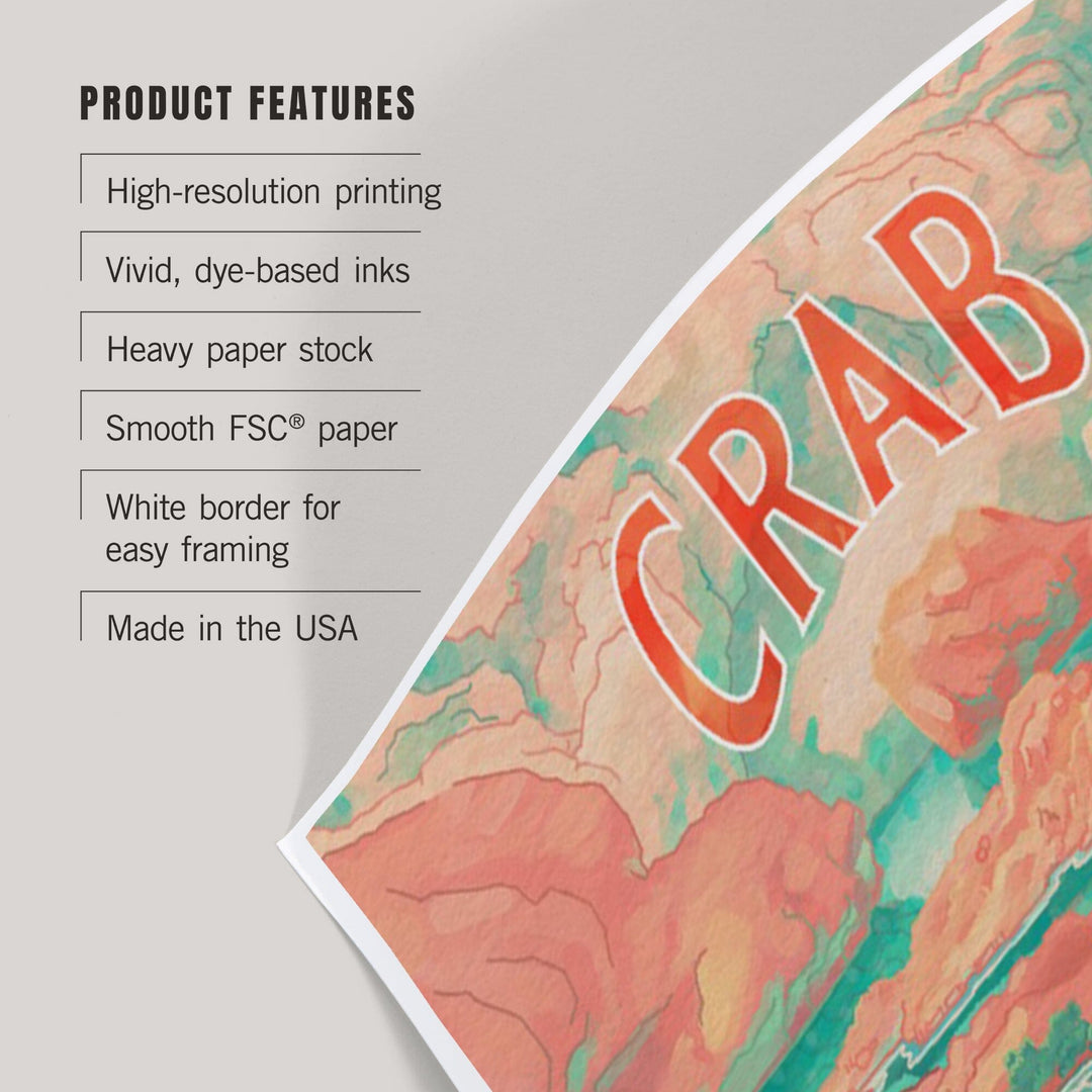 Monterey, California, Fluid Linework, Crab, Art & Giclee Prints Art Lantern Press 