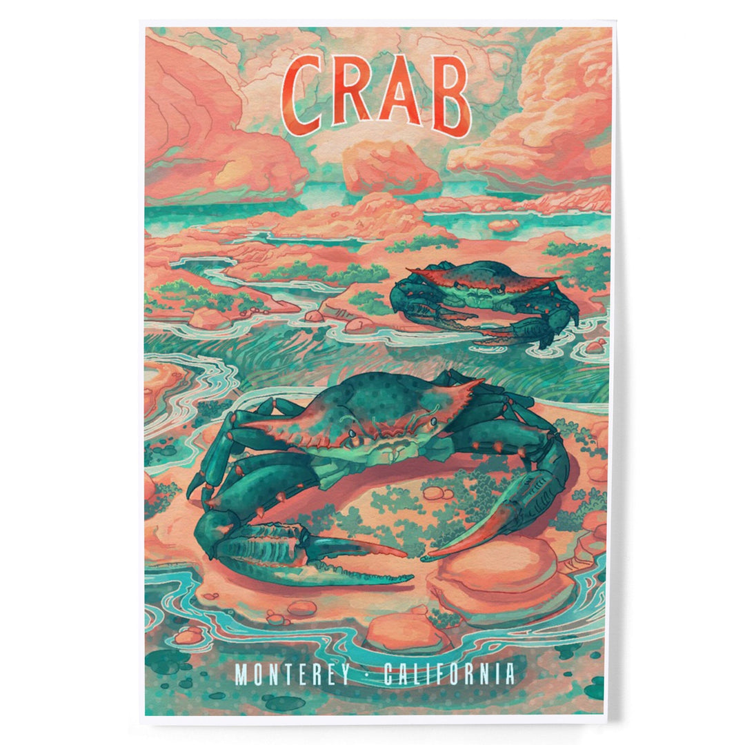 Monterey, California, Fluid Linework, Crab, Art & Giclee Prints Art Lantern Press 