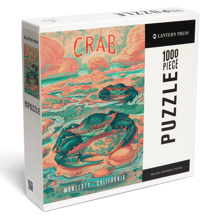 Monterey, California, Fluid Linework, Crab, Jigsaw Puzzle Puzzle Lantern Press 