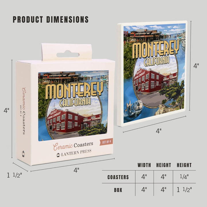 Monterey, California, Montage Scenes, Coasters Coasters Lantern Press 