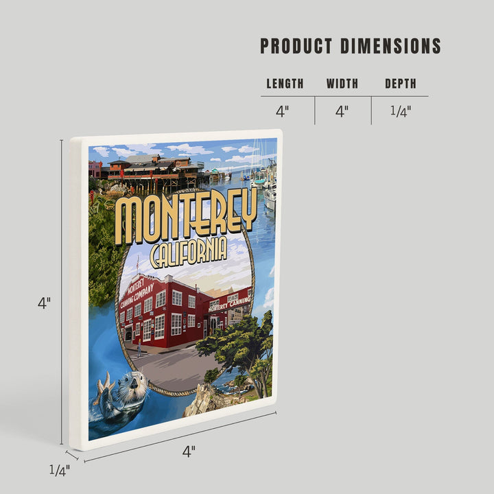 Monterey, California, Montage Scenes, Coasters Coasters Lantern Press 