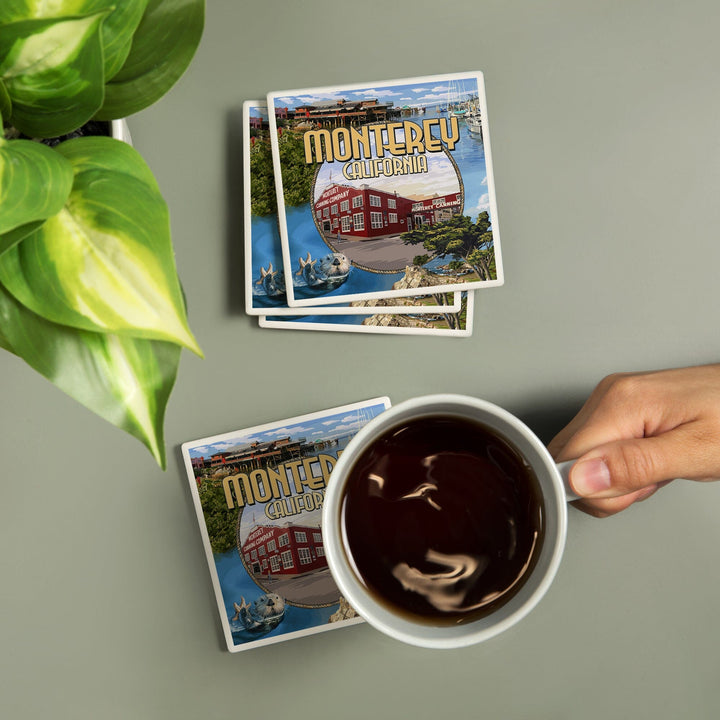 Monterey, California, Montage Scenes, Coasters Coasters Lantern Press 