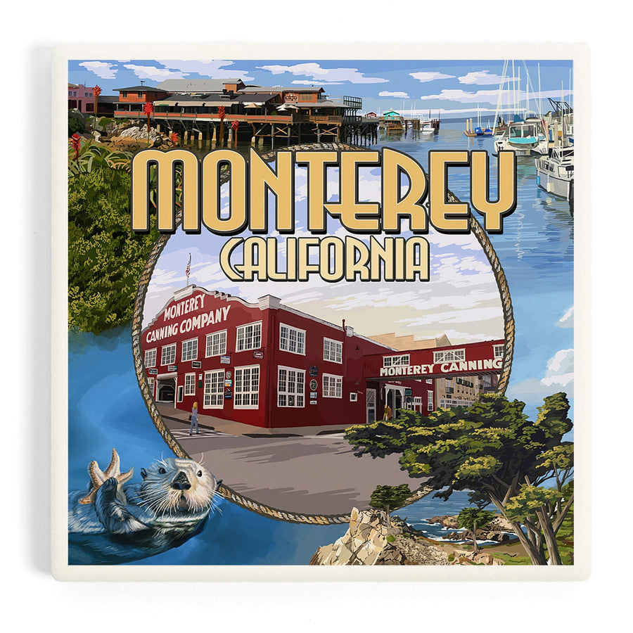 Monterey, California, Montage Scenes, Coasters Coasters Lantern Press 