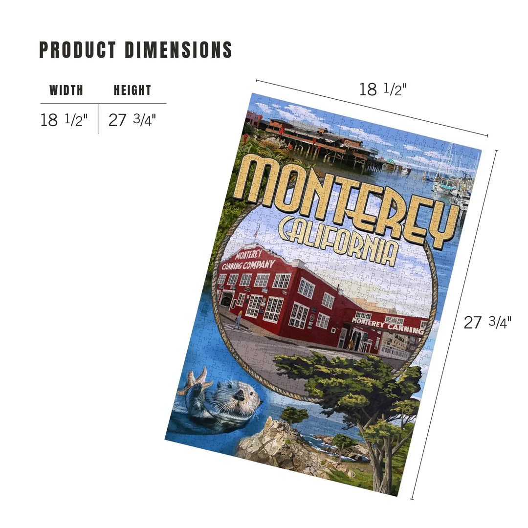 Monterey, California, Montage Scenes, Jigsaw Puzzle Puzzle Lantern Press 