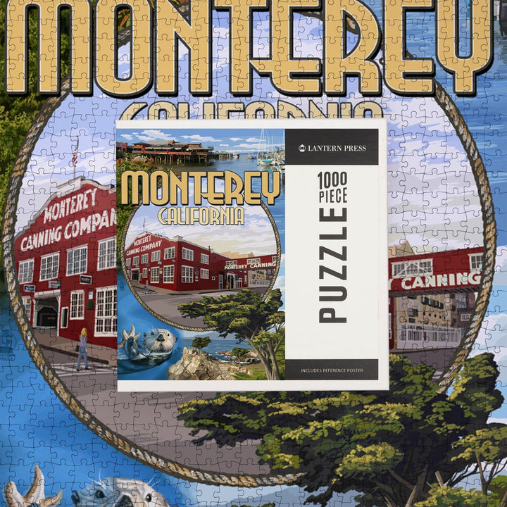 Monterey, California, Montage Scenes, Jigsaw Puzzle Puzzle Lantern Press 
