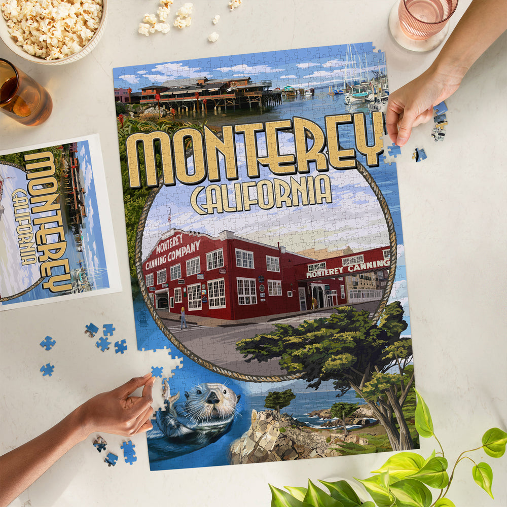 Monterey, California, Montage Scenes, Jigsaw Puzzle Puzzle Lantern Press 