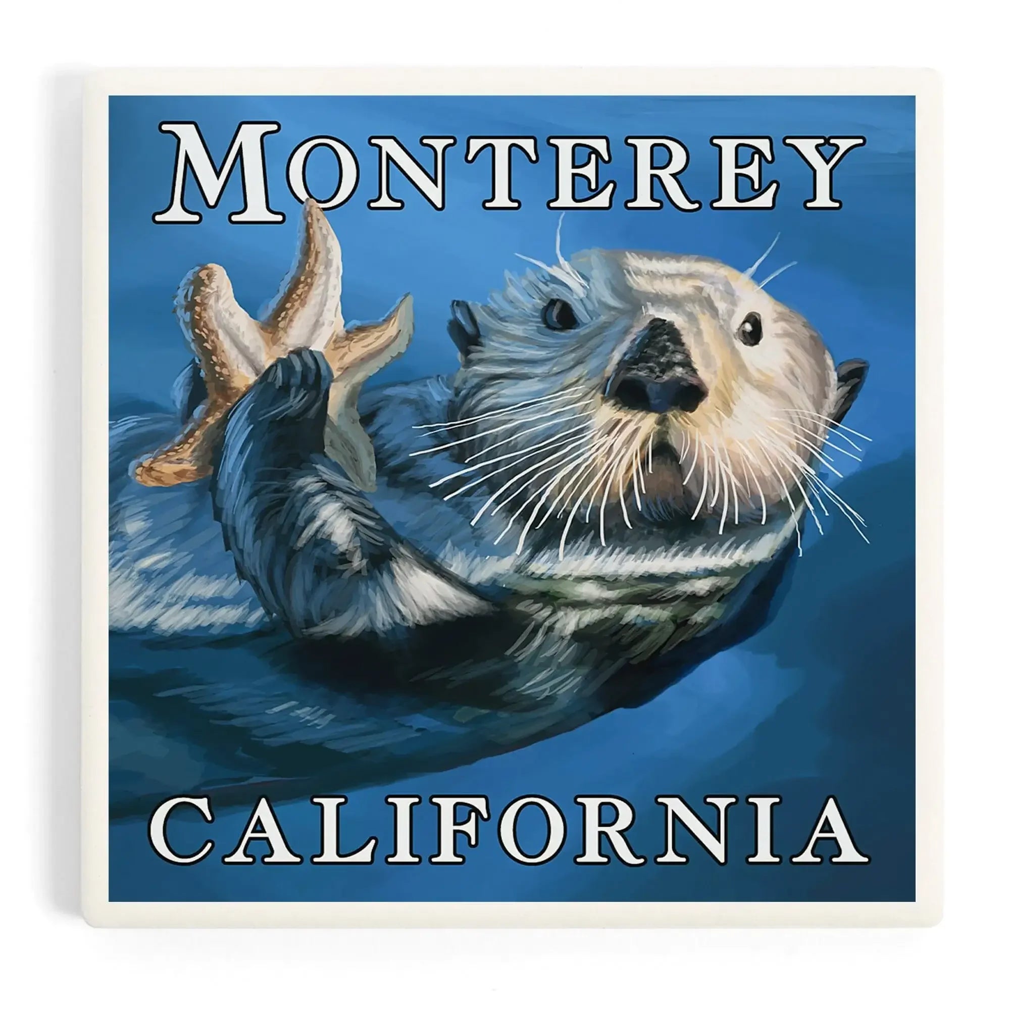 Monterey, California, Sea Otter ceramic coaster set – Lantern Press