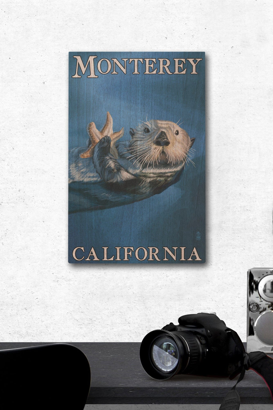 Monterey, California, Sea Otter, Lantern Press Artwork, Wood Signs and Postcards Wood Lantern Press 12 x 18 Wood Gallery Print 