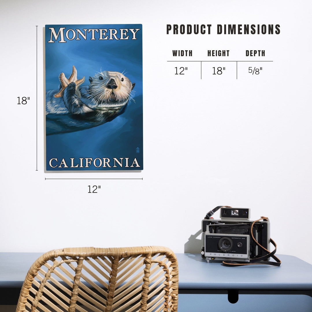 Monterey, California, Sea Otter, Lantern Press Artwork, Wood Signs and Postcards Wood Lantern Press 