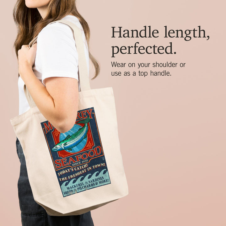 Monterey, California, Seafood Vintage Sign, Tote Bag Totes Lantern Press 