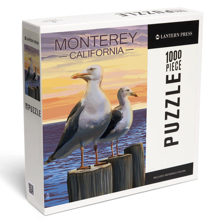 Monterey, California, Seagulls on Pier, Jigsaw Puzzle Puzzle Lantern Press 