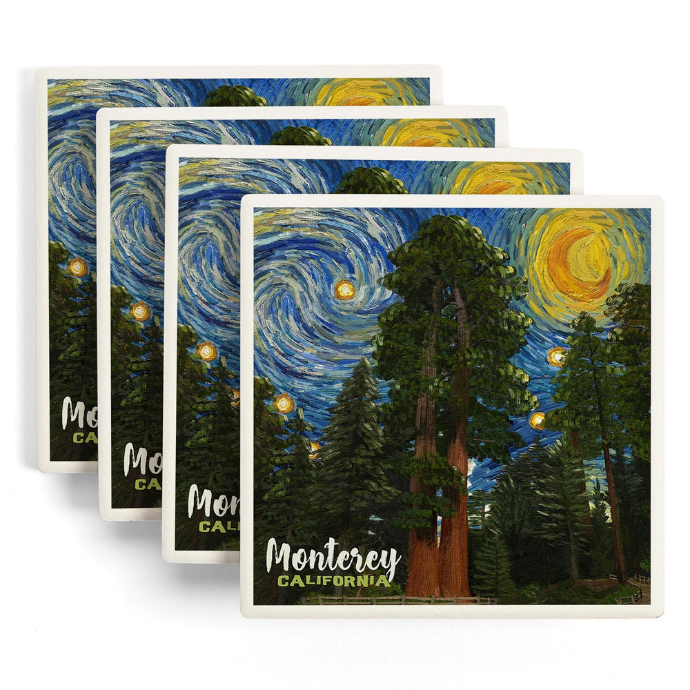 Monterey, California, Starry Night National Park Series, Coasters Coasters Lantern Press 