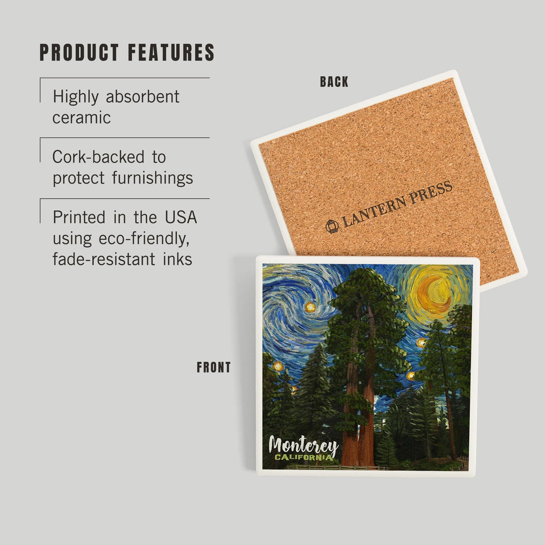 Monterey, California, Starry Night National Park Series, Coasters Coasters Lantern Press 