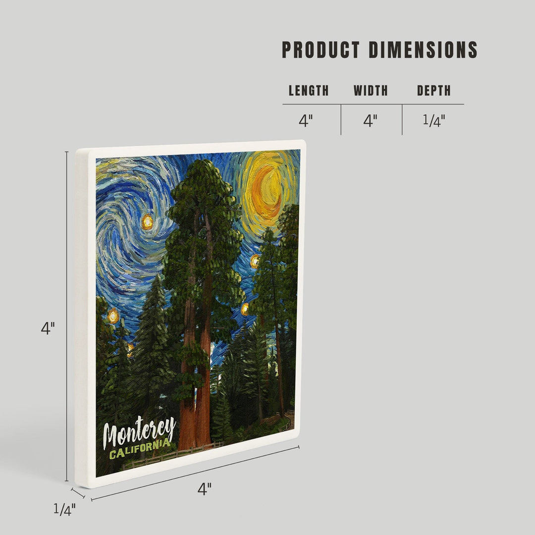 Monterey, California, Starry Night National Park Series, Coasters Coasters Lantern Press 