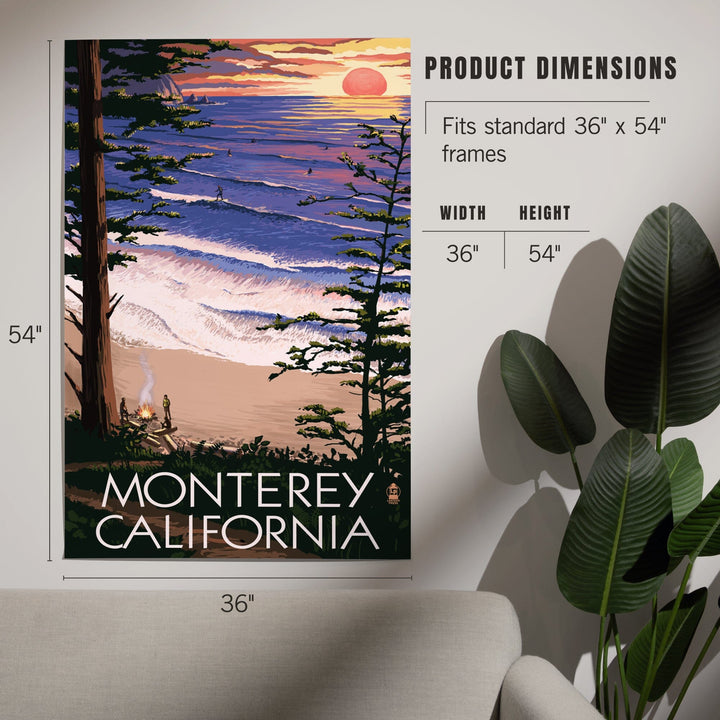 Monterey, California, Sunset and Beach, Art & Giclee Prints Art Lantern Press 