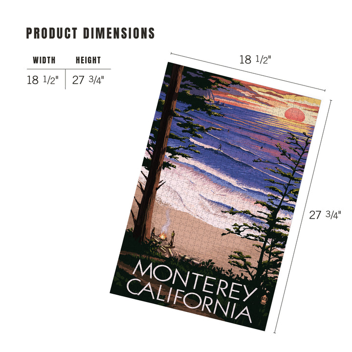 Monterey, California, Sunset and Beach, Jigsaw Puzzle Puzzle Lantern Press 