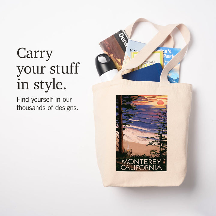 Monterey, California, Sunset and Beach, Tote Bag Totes Lantern Press 