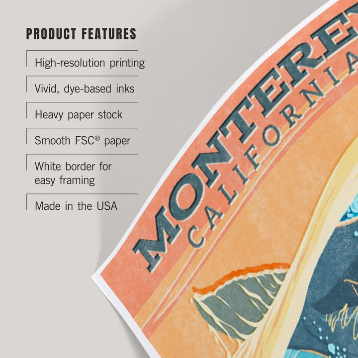 Monterey, California, Vintage Press, Humpback Whale, Art & Giclee Prints Art Lantern Press 