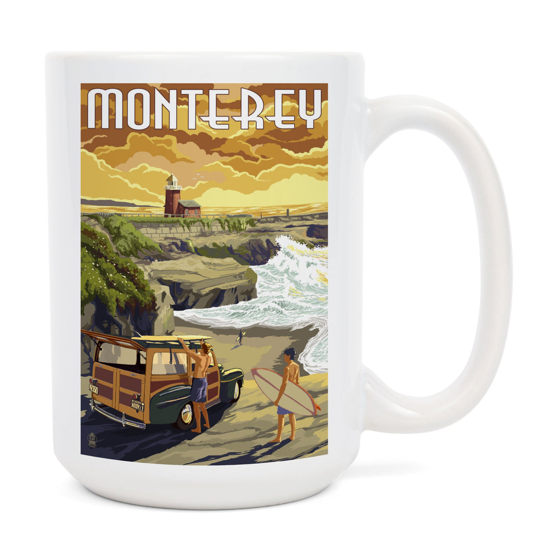 Monterey, California, Woody on Beach, Ceramic Mug Mugs Lantern Press 