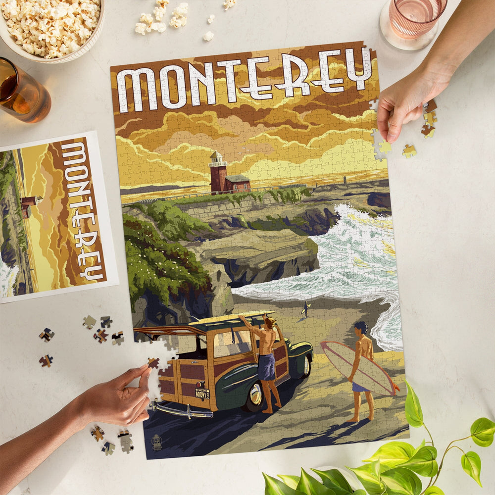 Monterey, California, Woody on Beach, Jigsaw Puzzle Puzzle Lantern Press 