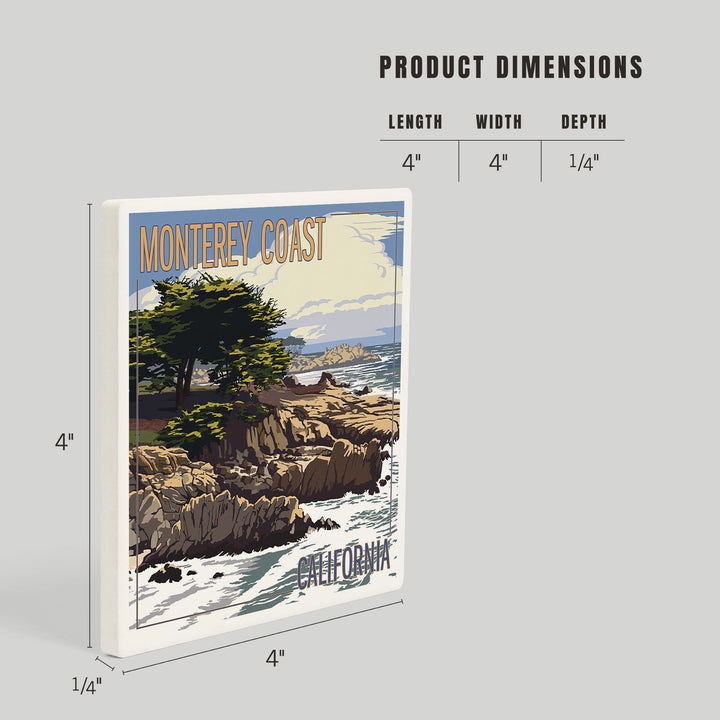 Monterey Coast, California, View of Cypress Trees, Coasters Coasters Lantern Press 