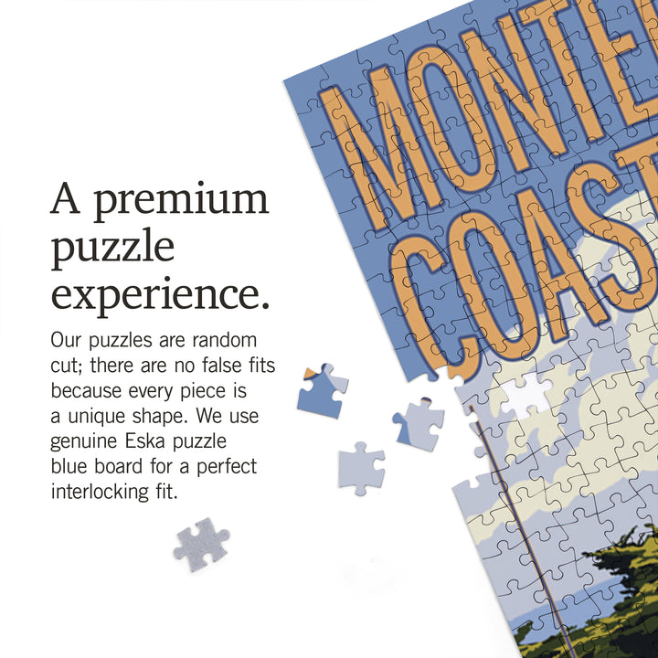 Monterey Coast, California, View of Cypress Trees, Jigsaw Puzzle Puzzle Lantern Press 