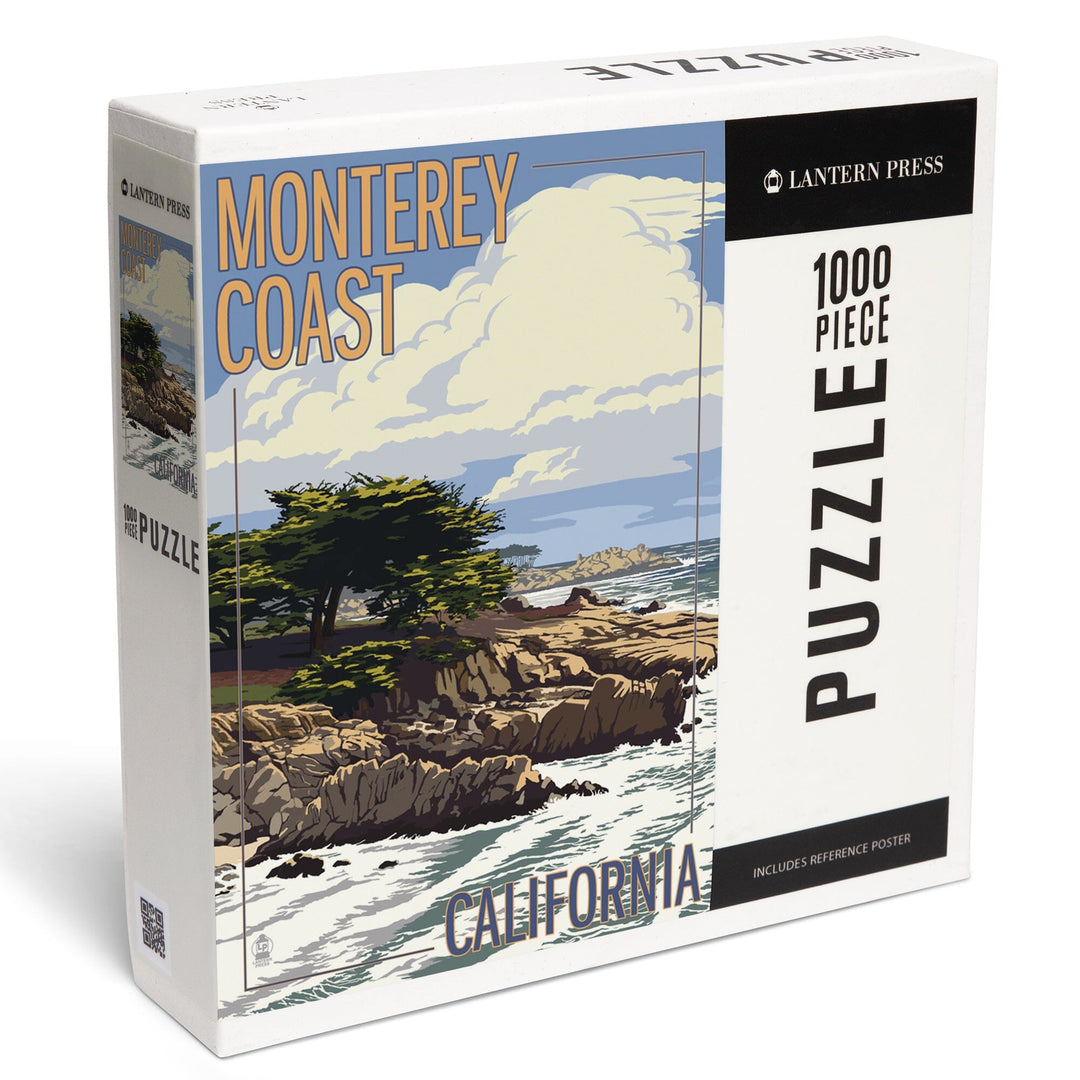 Monterey Coast, California, View of Cypress Trees, Jigsaw Puzzle Puzzle Lantern Press 