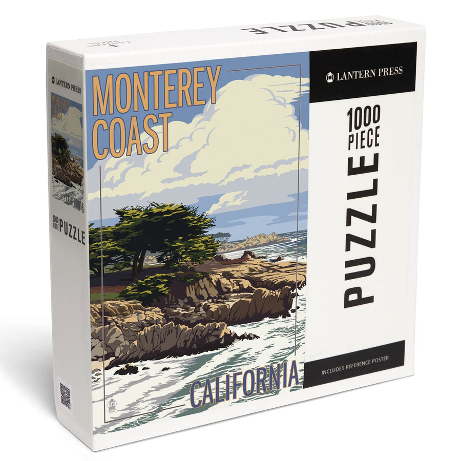 Monterey Coast, California, View of Cypress Trees, Jigsaw Puzzle Puzzle Lantern Press 